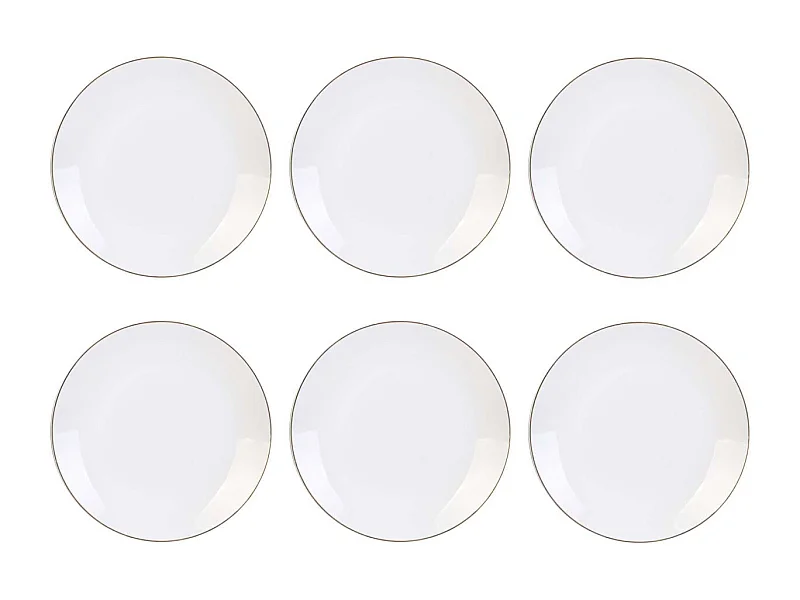 Piatto in porcellana con bordo dorato (Set di 6) Piatti per la cena - 26 cm