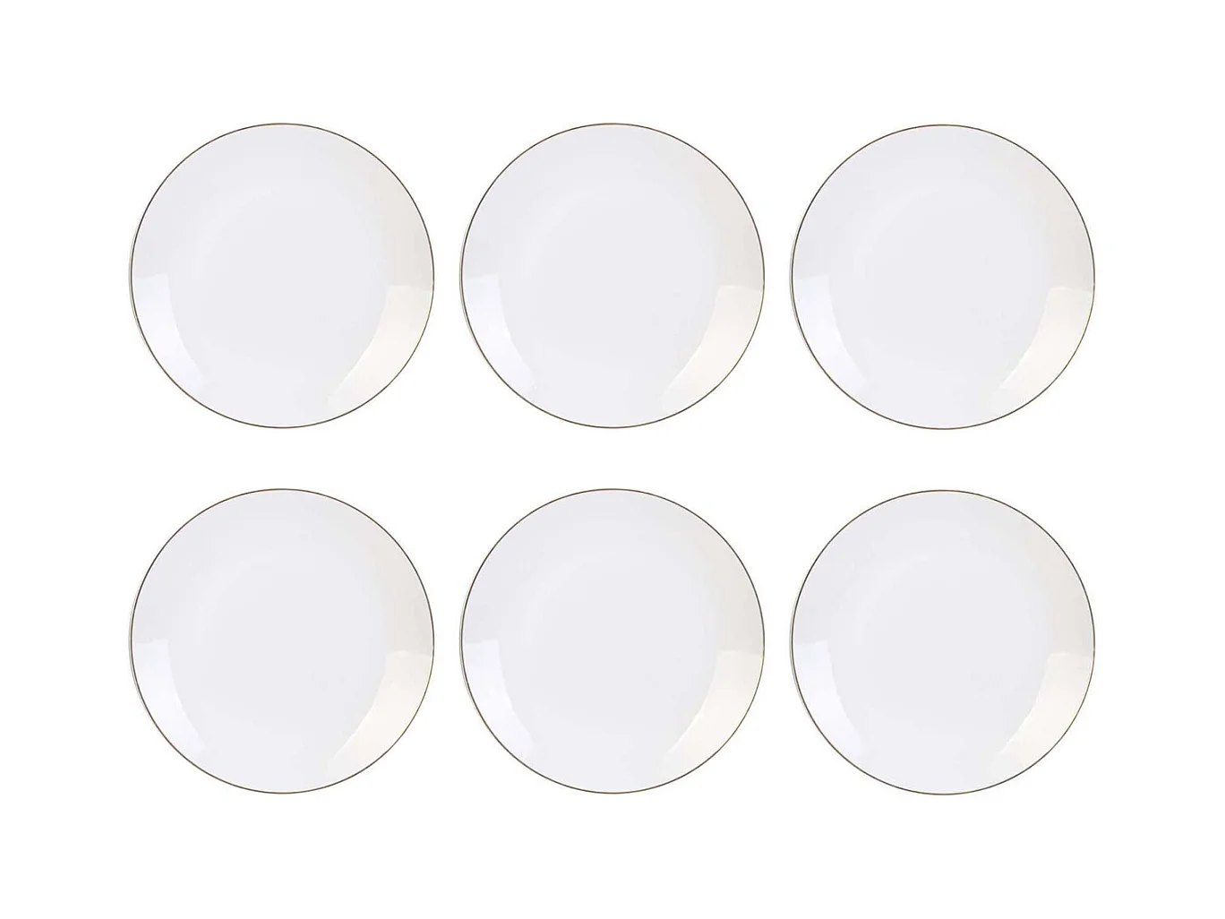 Assiette en porcelaine avec liseré doré (Lot de 6) Assiettes plates - 26 cm