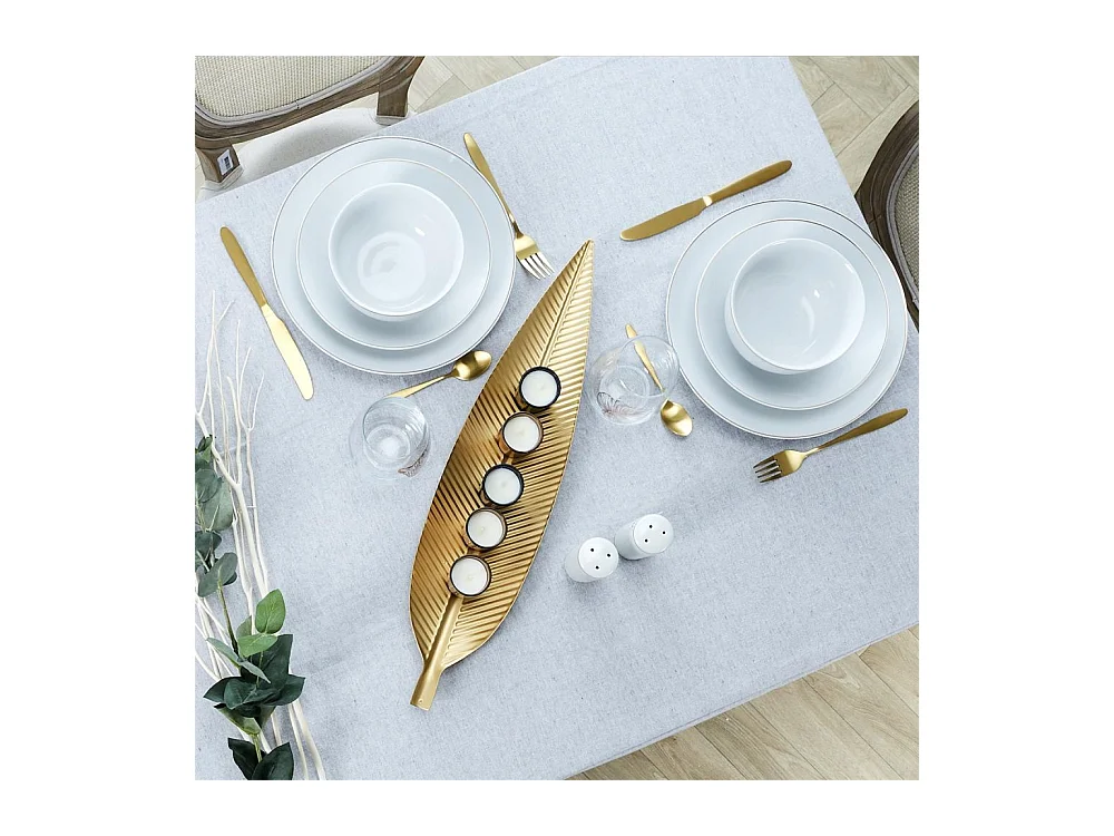 Assiette en porcelaine avec liseré doré (Lot de 6) Assiettes plates - 26 cm