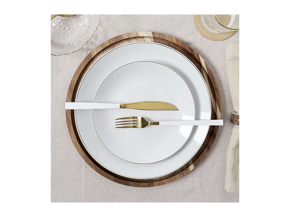 Assiette en porcelaine avec liseré doré (Lot de 6) Assiettes plates - 26 cm