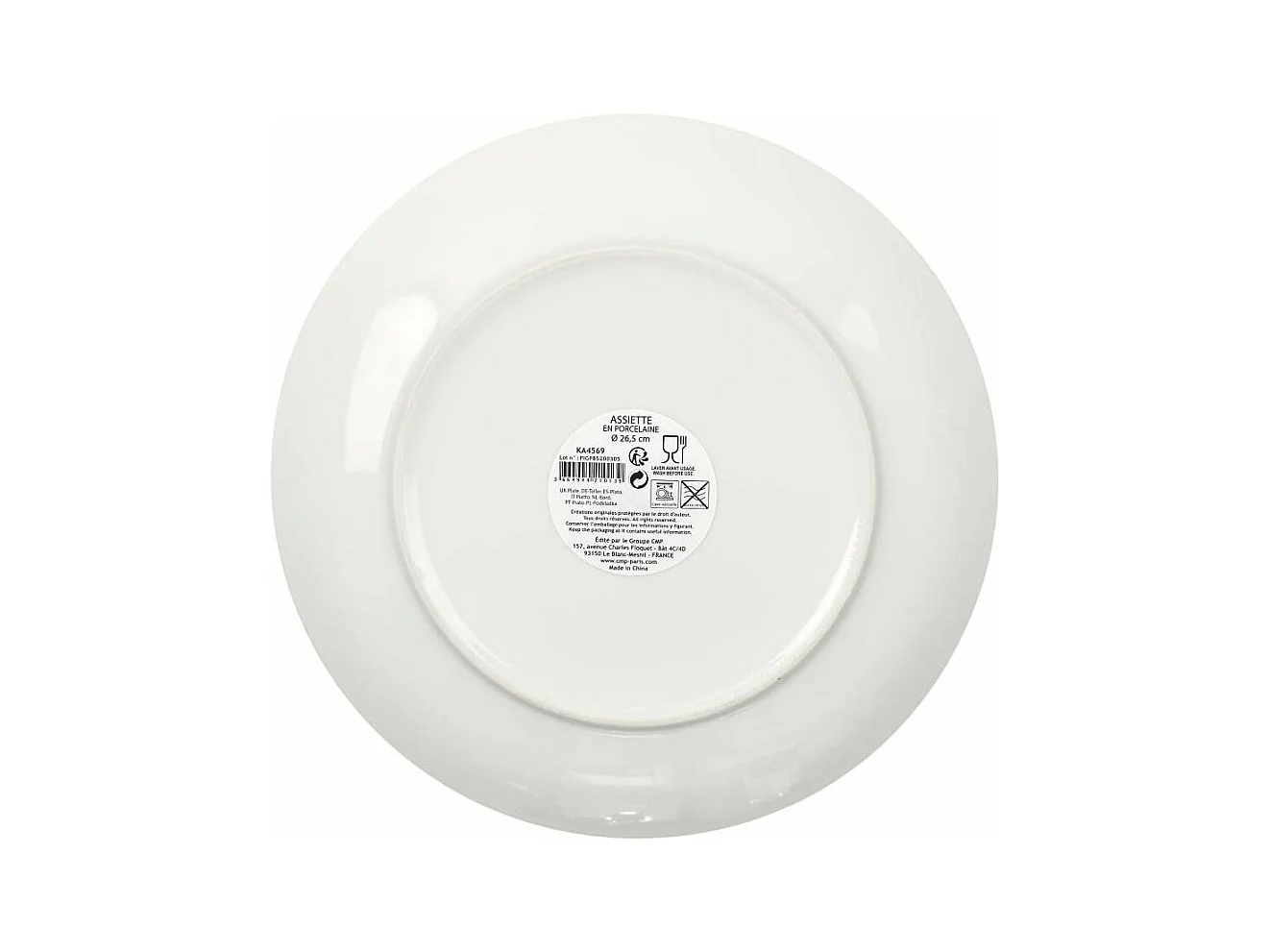 Assiette en porcelaine avec liseré doré (Lot de 6) Assiettes plates - 26 cm
