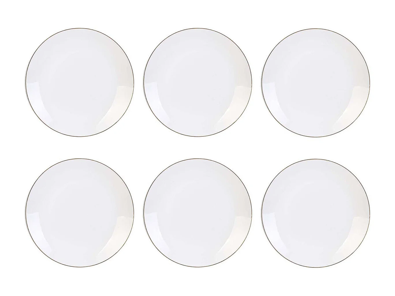 Piatto in porcellana con bordo dorato (Set di 6) Piatti per la cena - 26 cm