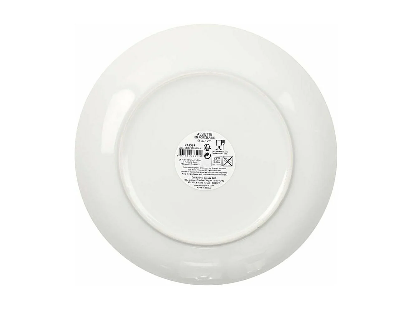 Piatto in porcellana con bordo dorato (Set di 6) Piatti per la cena - 26 cm