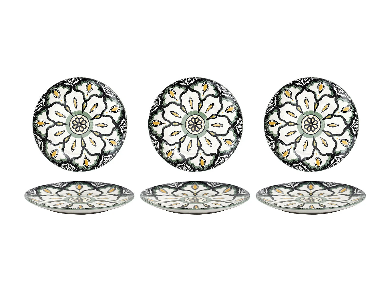 Platos de porcelana decorados con mandalas (Juego de 6) Platos de cena - 19 cm