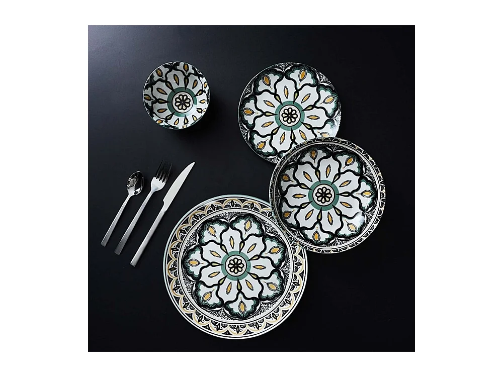 Platos de porcelana decorados con mandalas (Juego de 6) Platos de cena - 19 cm