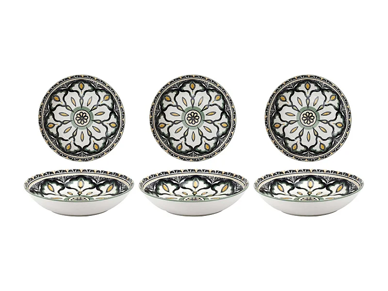 Porzellanteller mit Mandala-Dekor (6er-Set) Tiefe Teller - 20 cm