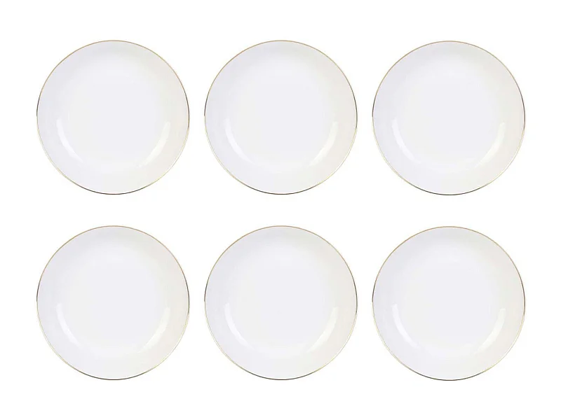 Plato de porcelana con borde dorado (Juego de 6) Platos hondos - 21 cm