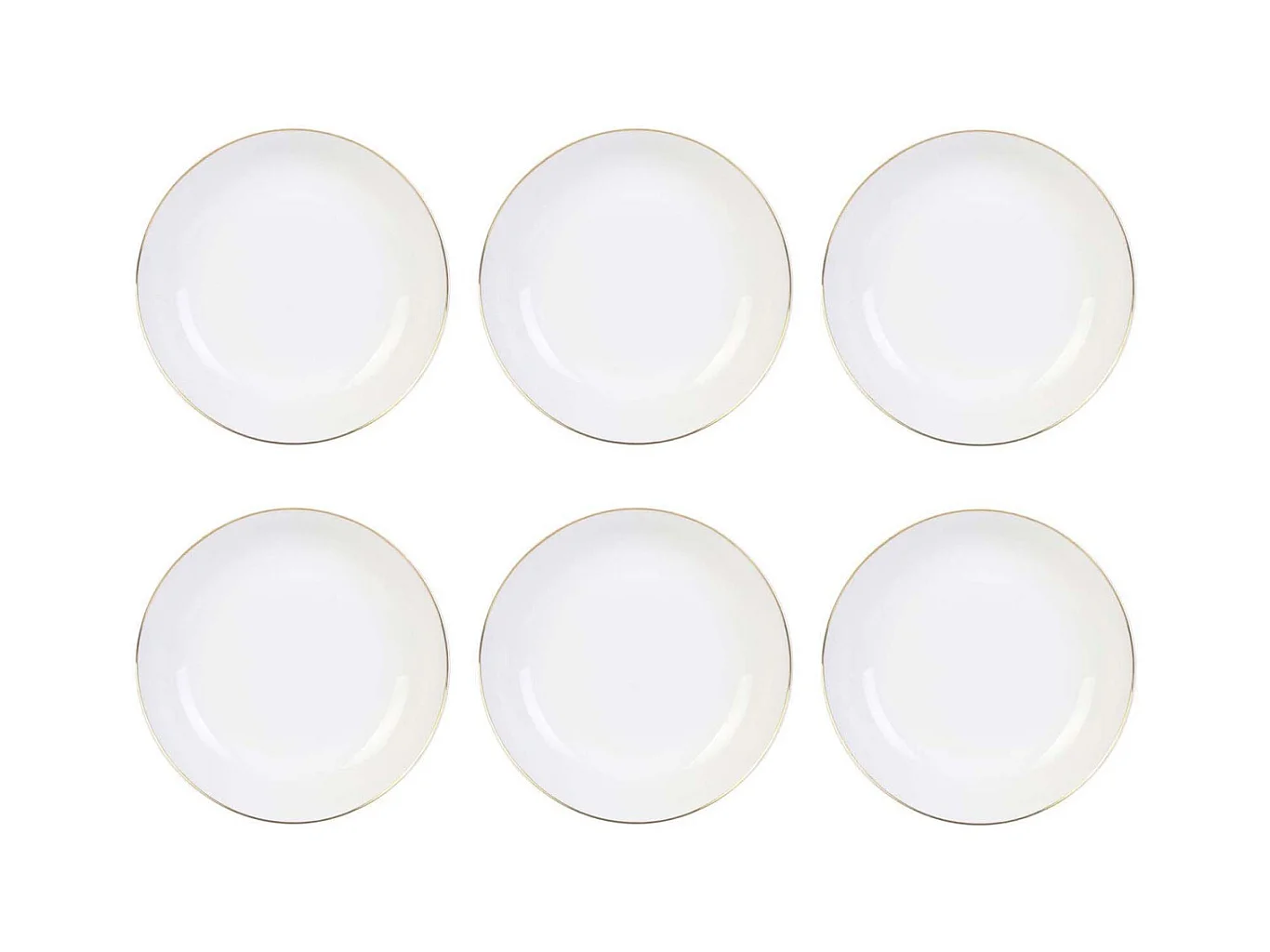 Plato de porcelana con borde dorado (Juego de 6) Platos hondos - 21 cm