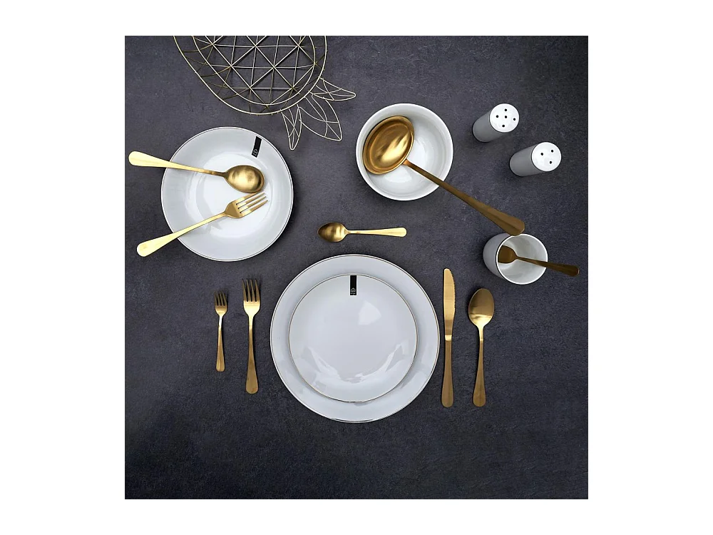 Plato de porcelana con borde dorado (Juego de 6) Platos hondos - 21 cm