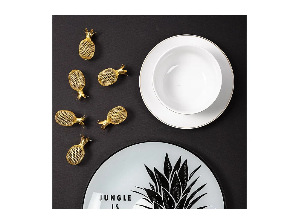 Plato de porcelana con borde dorado (Juego de 6) Platos hondos - 21 cm