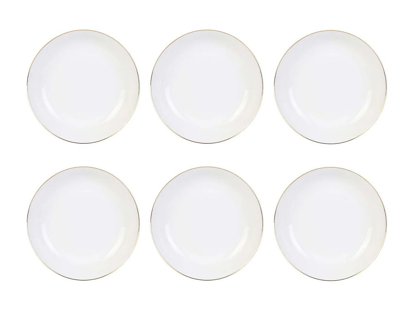 Plato de porcelana con borde dorado (Juego de 6) Platos hondos - 21 cm