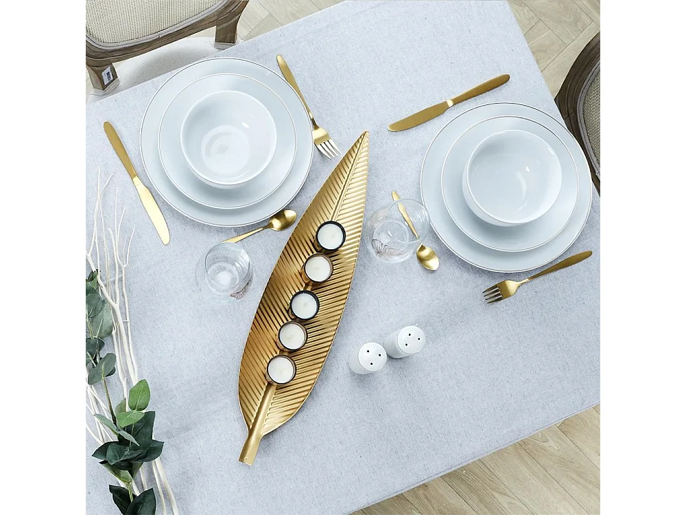 Plato de porcelana con borde dorado (Juego de 6) Platos hondos - 21 cm