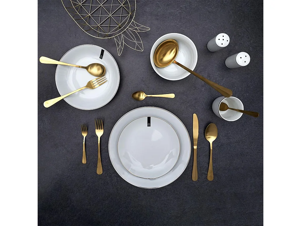 Plato de porcelana con borde dorado (Juego de 6) Platos hondos - 21 cm