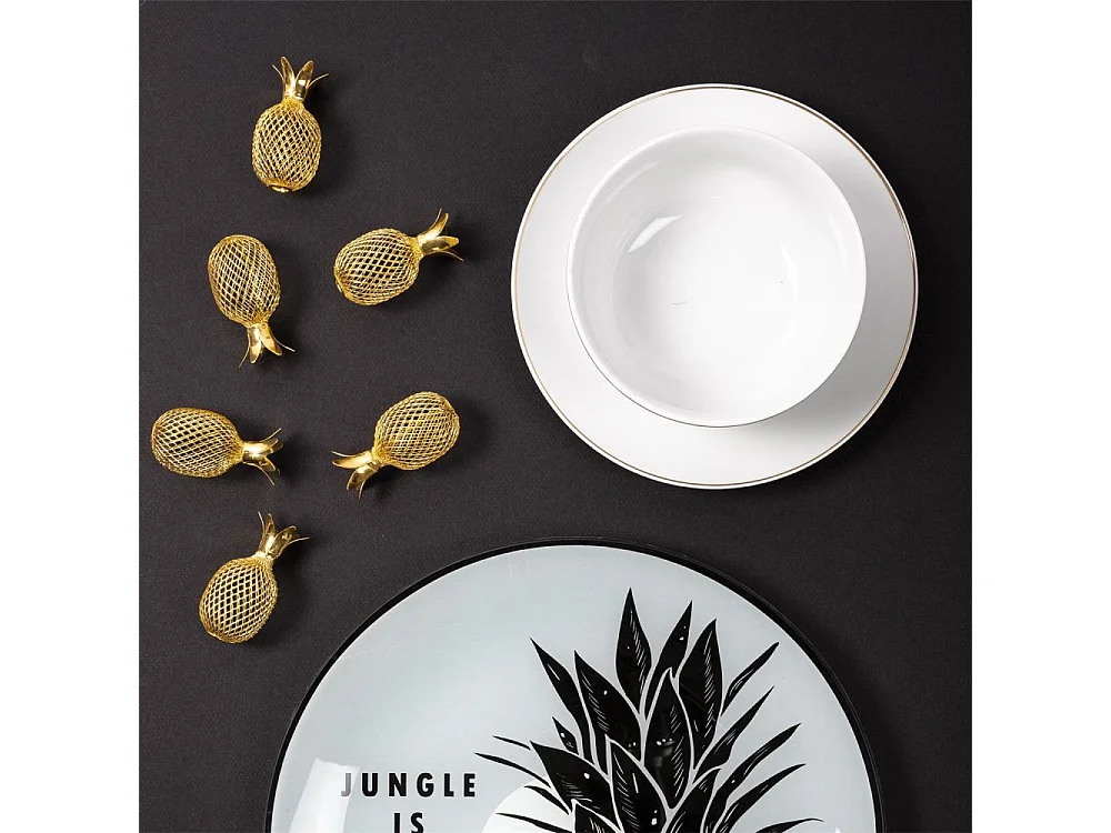 Plato de porcelana con borde dorado (Juego de 6) Platos hondos - 21 cm