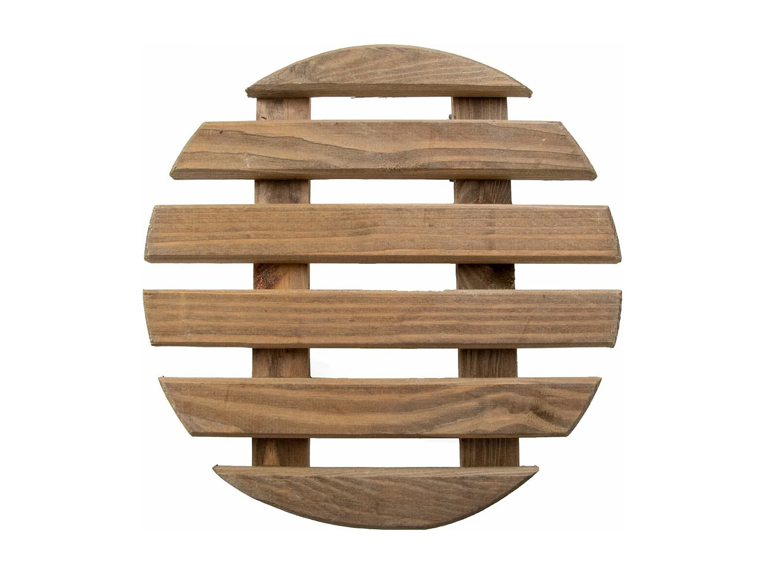 Jardinera de madera con ruedas Redonda - Teñida de marrón