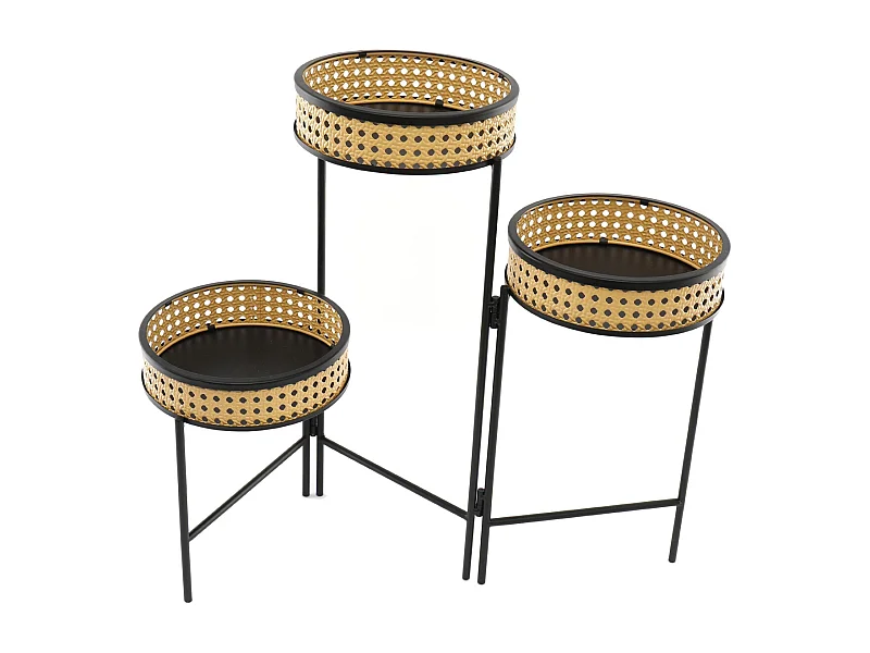 Support à plantes sur pieds 3 porte-plantes 62 x 50 cm