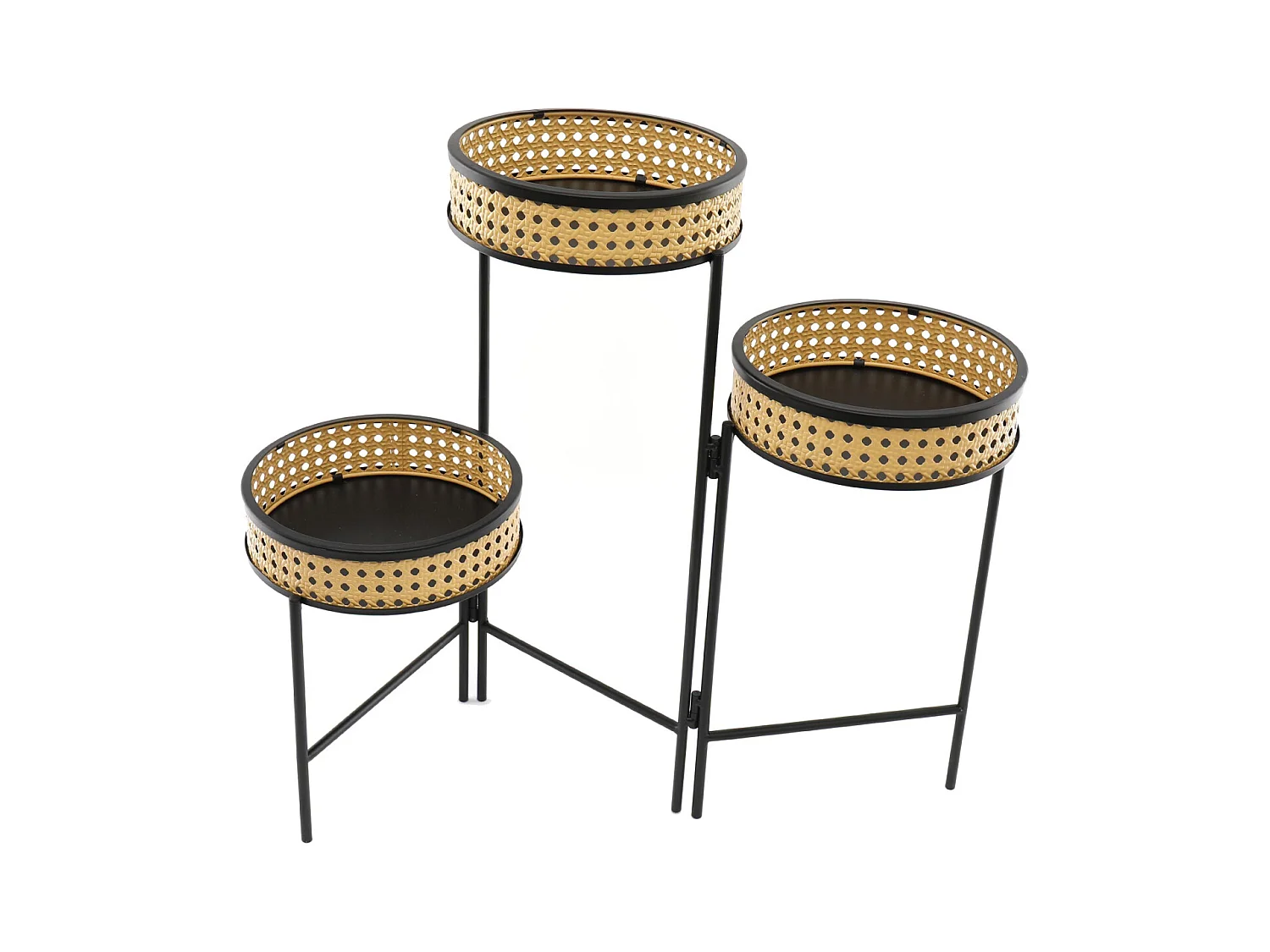 Support à plantes sur pieds 3 porte-plantes 62 x 50 cm