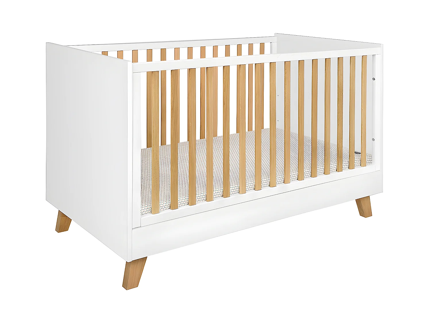 Chambre complète lit évolutif 70x140 commode à langer et armoire 2 portes Zara Blanc