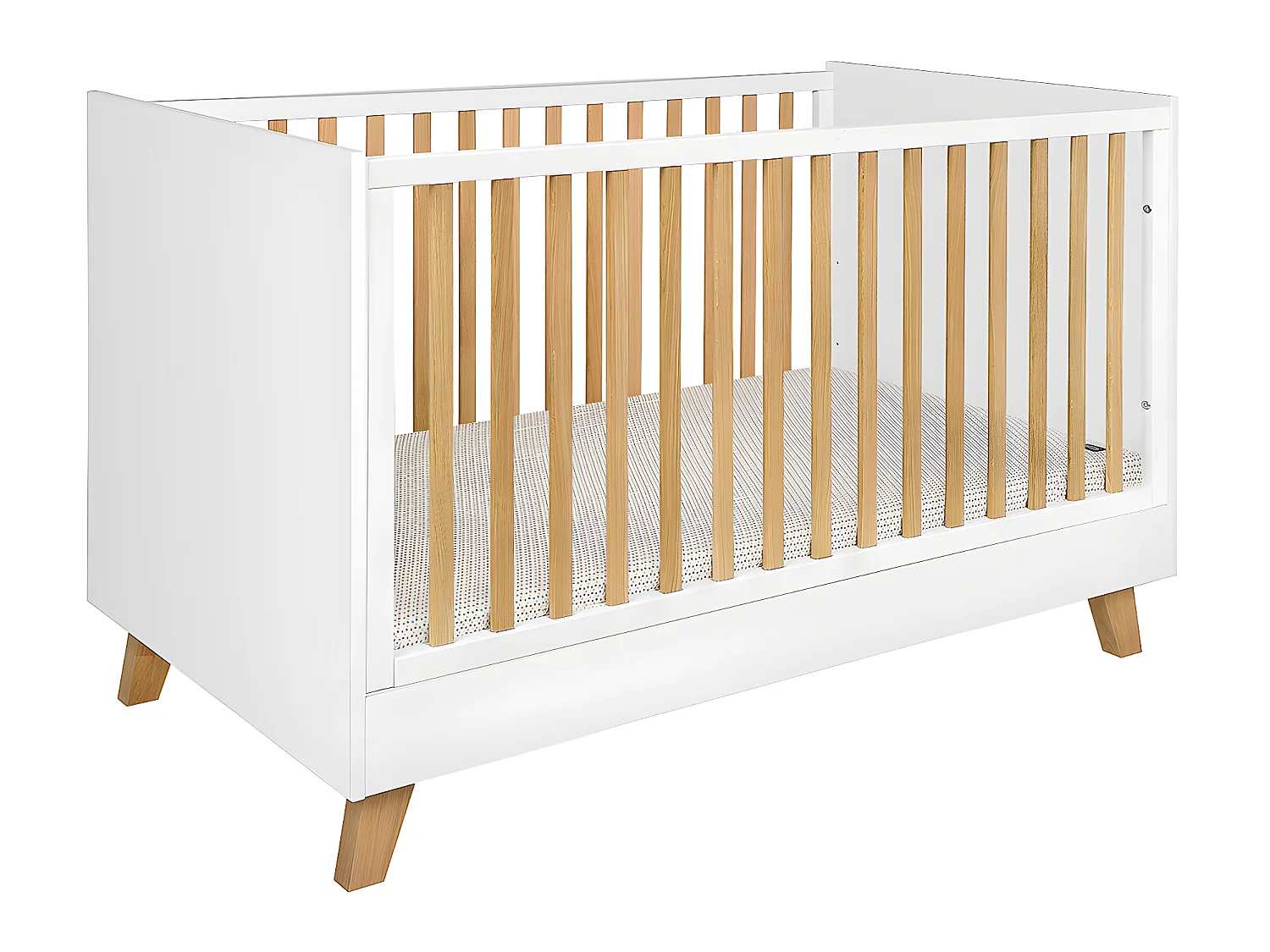 Chambre complète lit évolutif 70x140 commode à langer et armoire 2 portes Zara Blanc