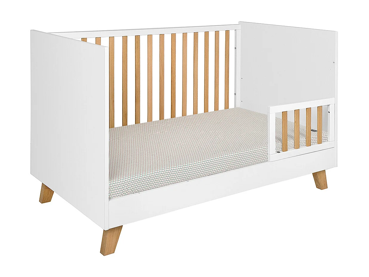 Chambre complète lit évolutif 70x140 commode à langer et armoire 2 portes Zara Blanc