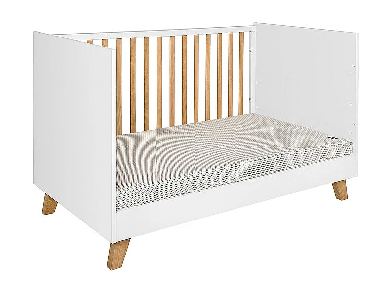 Chambre complète lit évolutif 70x140 commode à langer et armoire 2 portes Zara Blanc