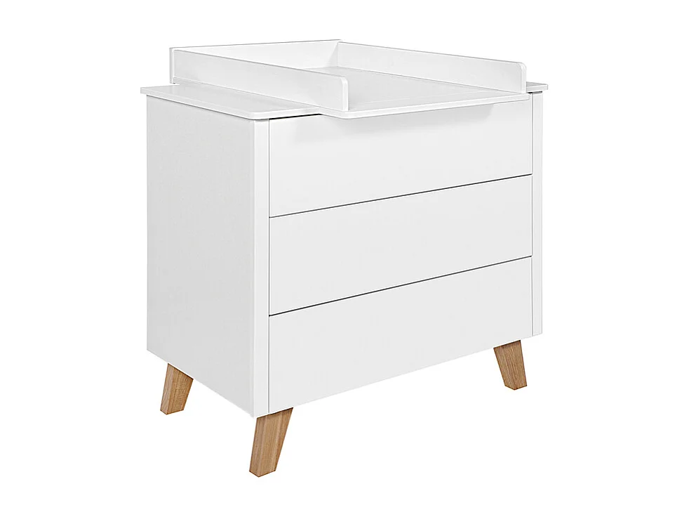Chambre complète lit évolutif 70x140 commode à langer et armoire 2 portes Zara Blanc