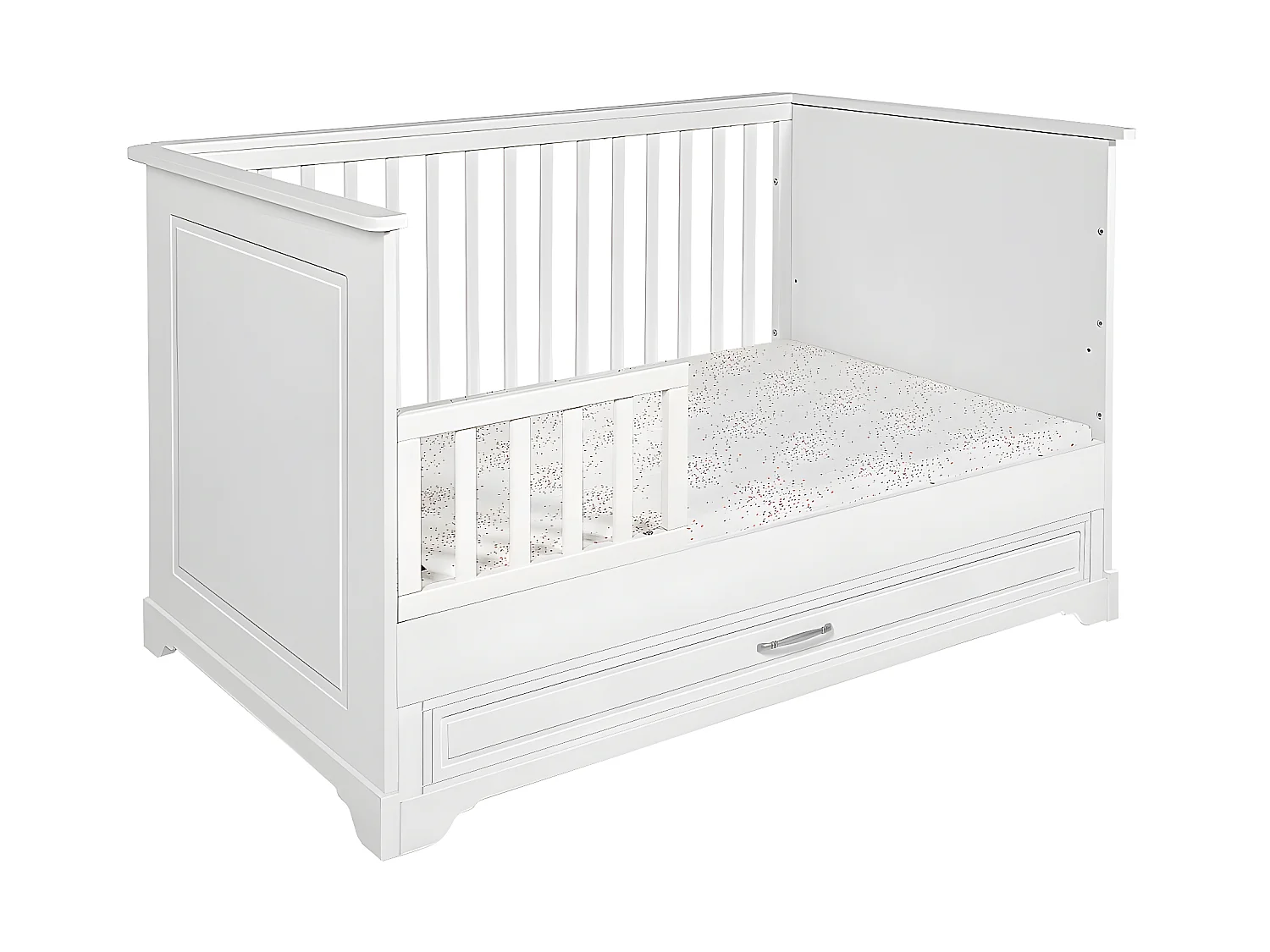 Lit évolutif 70x140 et commode 3 tiroirs Melody Blanc