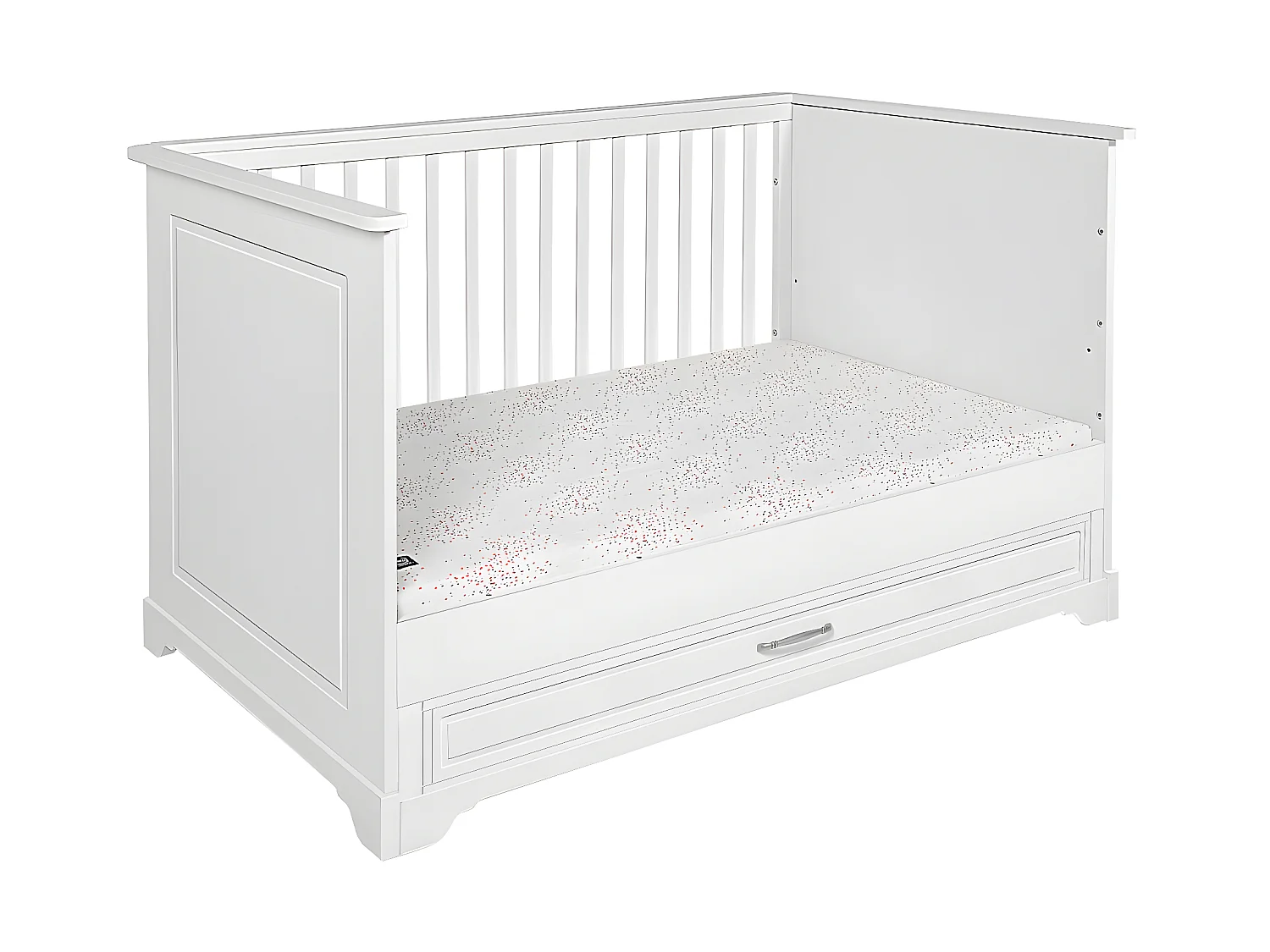 Lit évolutif 70x140 et commode 3 tiroirs Melody Blanc