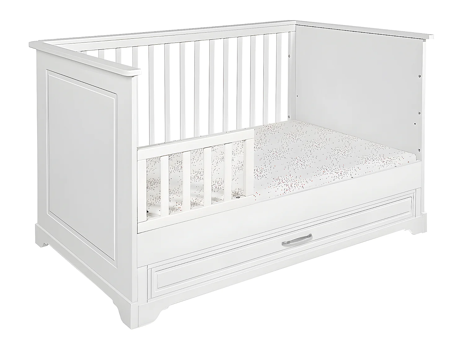 Lit évolutif 70x140 et commode 3 tiroirs Melody Blanc