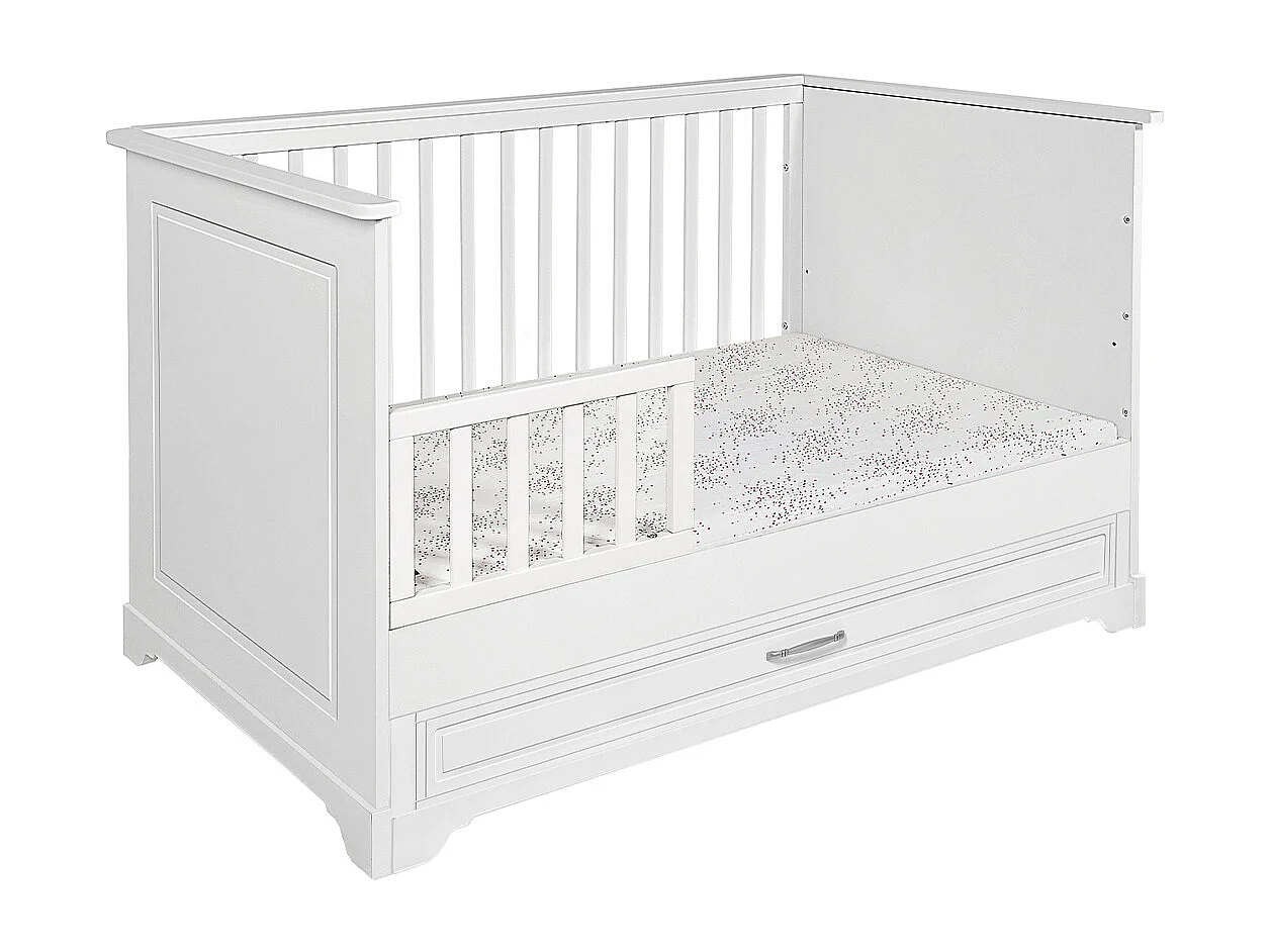 Lit évolutif 70x140 et commode 3 tiroirs Melody Blanc
