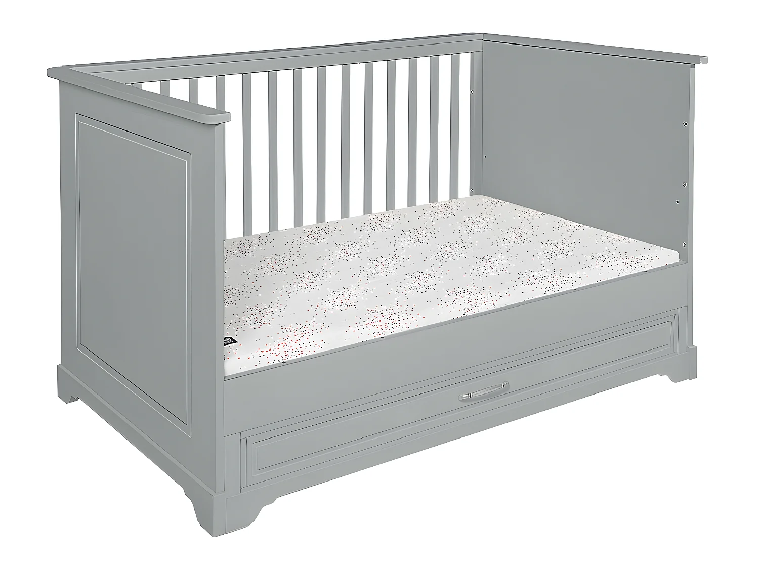 Lit évolutif 70x140 et commode 3 tiroirs Melody Gris