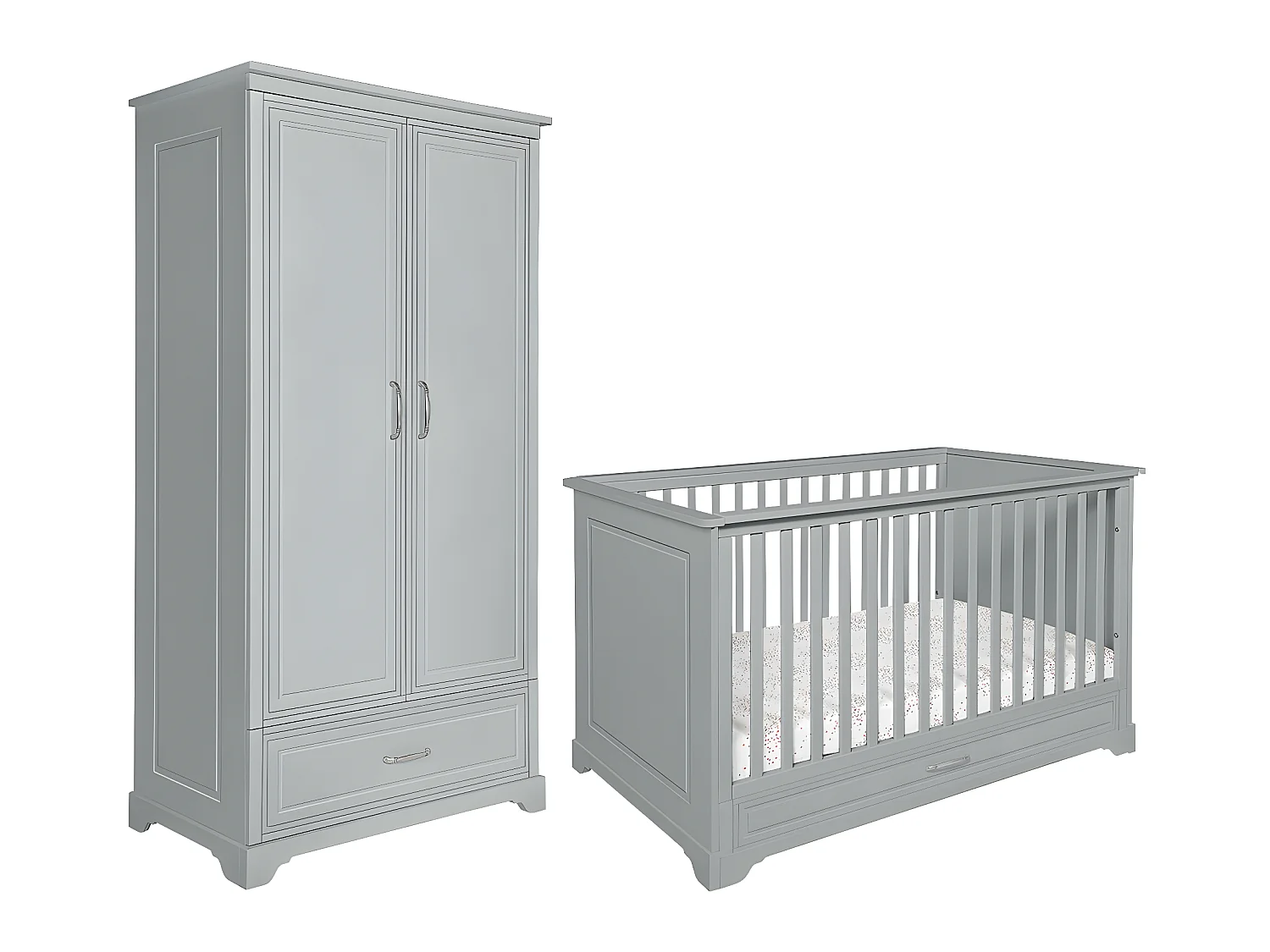 Lit évolutif 70x140 et armoire 2 portes Melody Gris