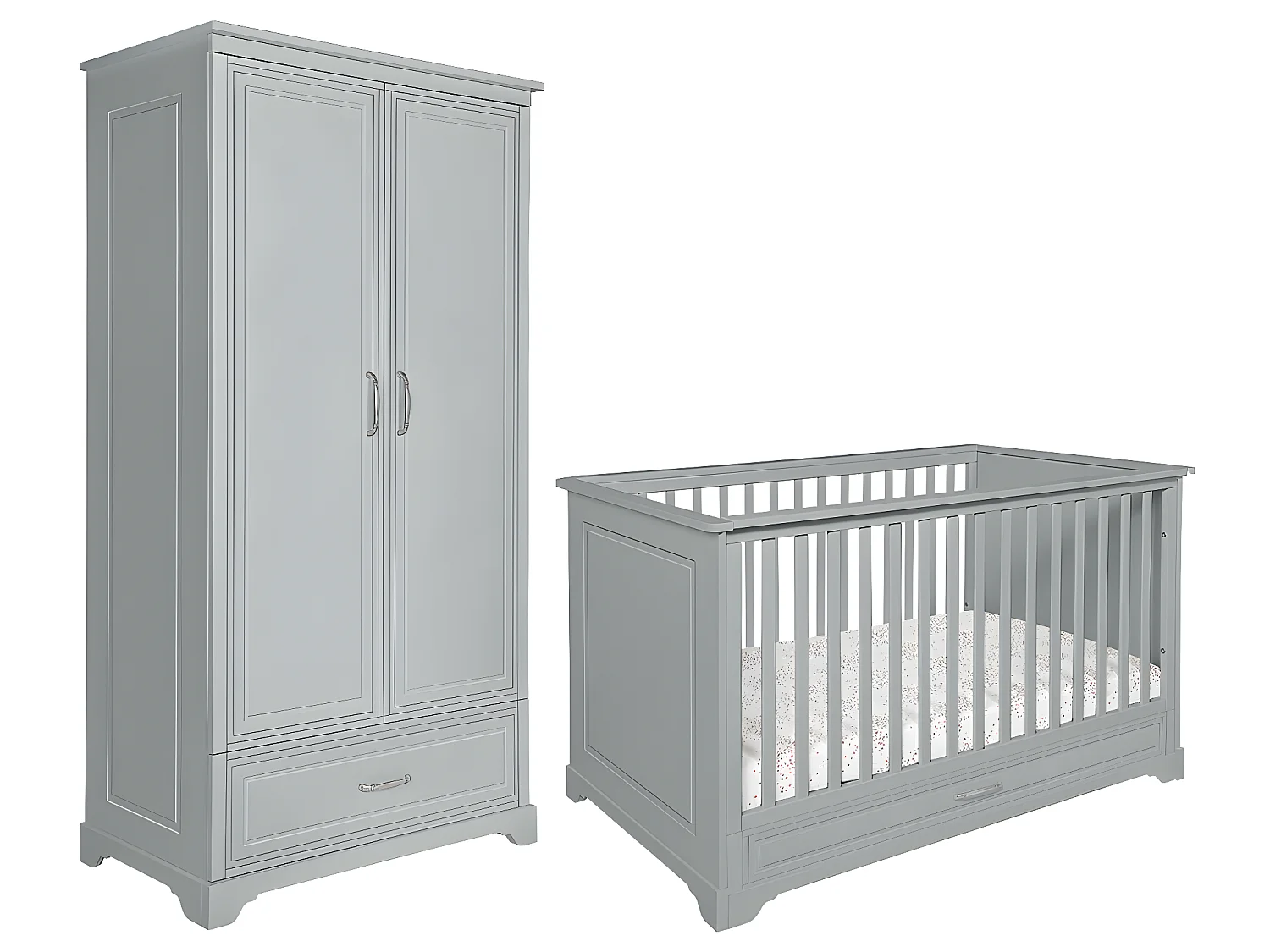 Lit évolutif 70x140 et armoire 2 portes Melody Gris