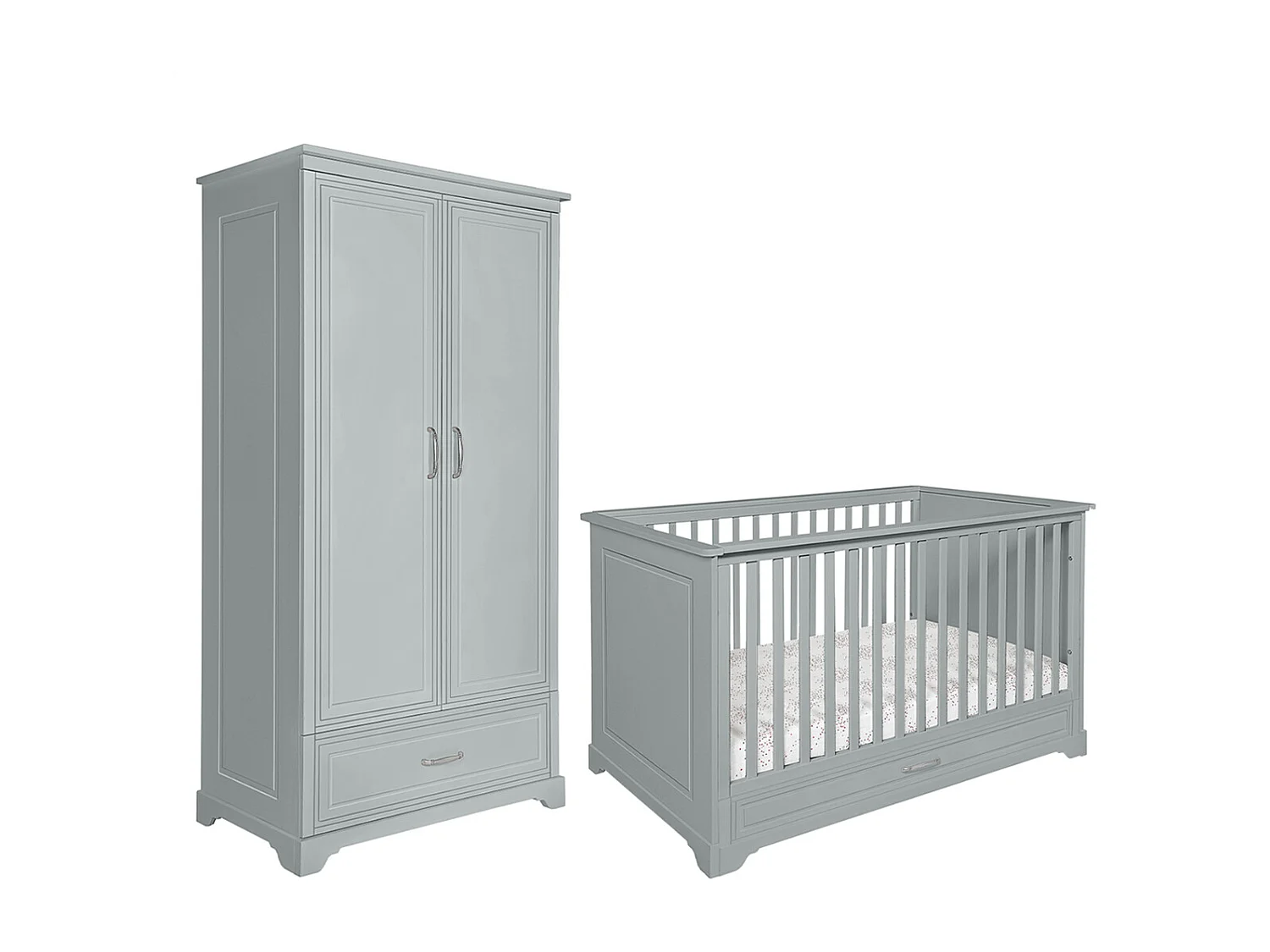 Lit évolutif 70x140 et armoire 2 portes Melody Gris