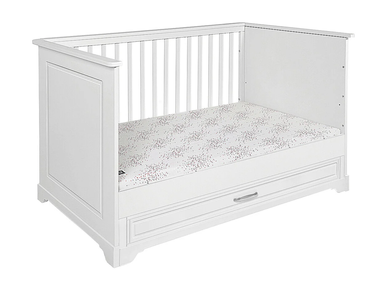 Chambre complète lit évolutif 70x140 commode à langer et armoire 2 portes Melody Blanc