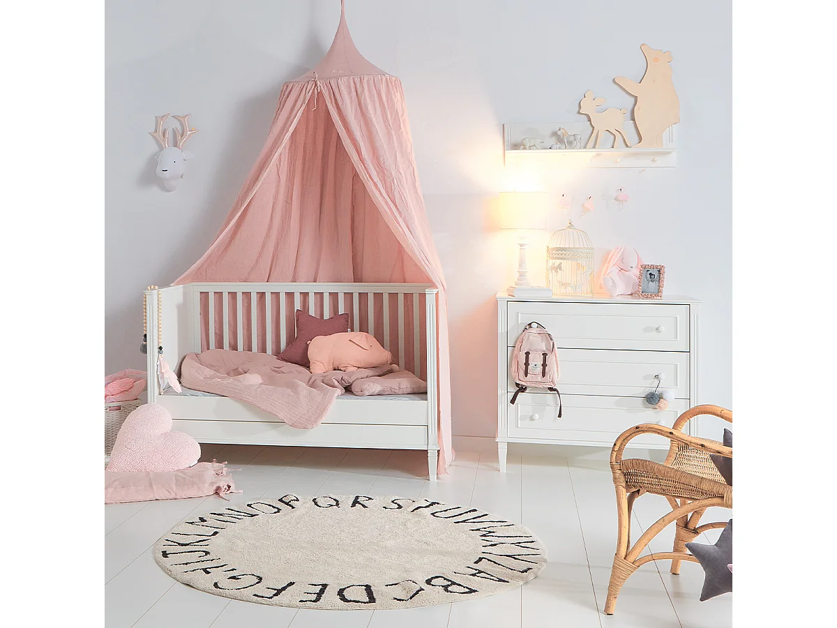 Lit évolutif 70x140 et commode 3 tiroirs Bianka Blanc