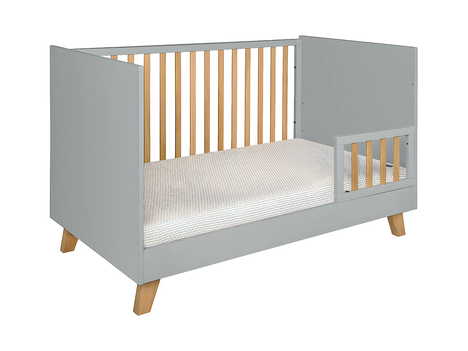 Lit évolutif 70x140 et commode 3 tiroirs Zara Gris