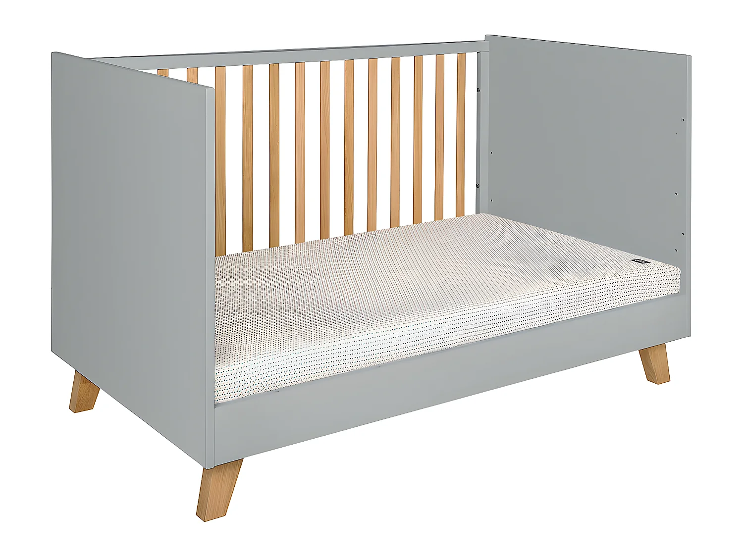 Lit évolutif 70x140 et commode 3 tiroirs Zara Gris