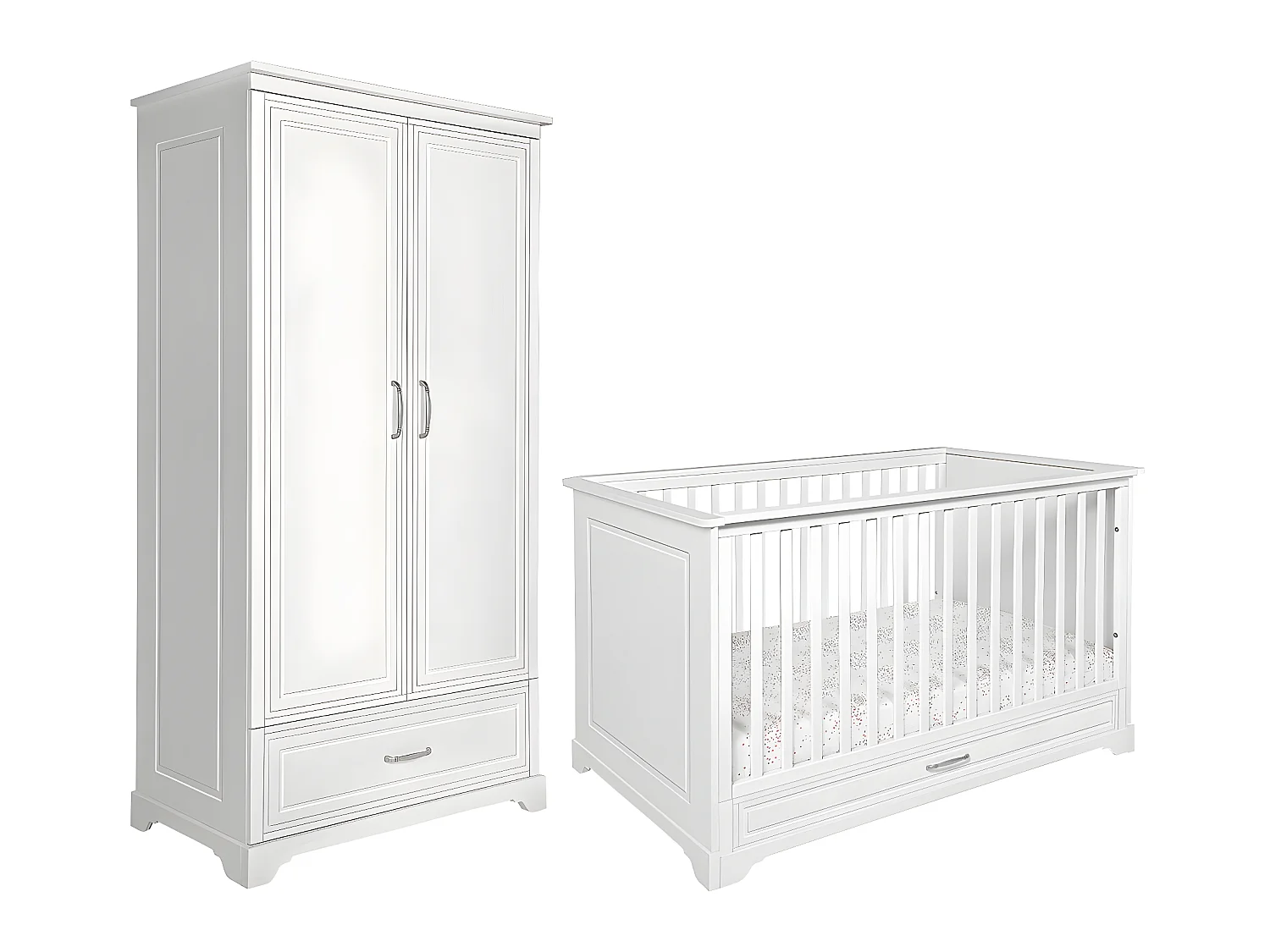 Lit évolutif 70x140 et armoire 2 portes Melody Blanc