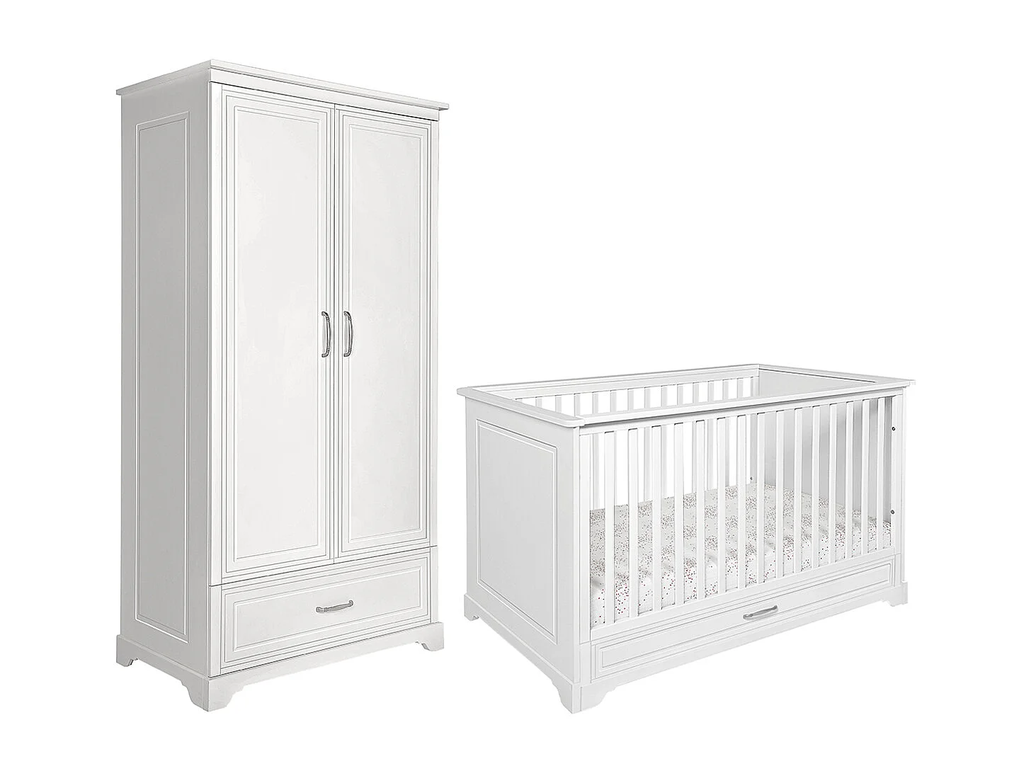 Lit évolutif 70x140 et armoire 2 portes Melody Blanc