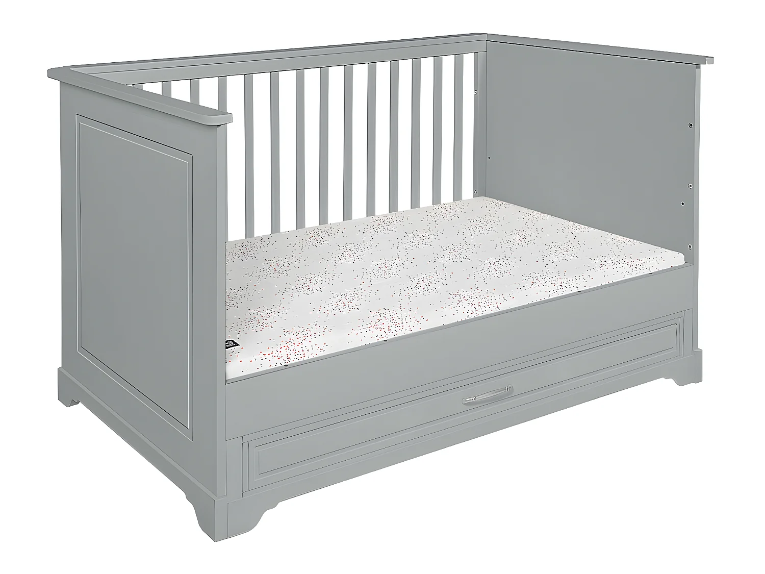 Chambre complète lit évolutif 70x140 commode à langer et armoire 2 portes Melody Gris