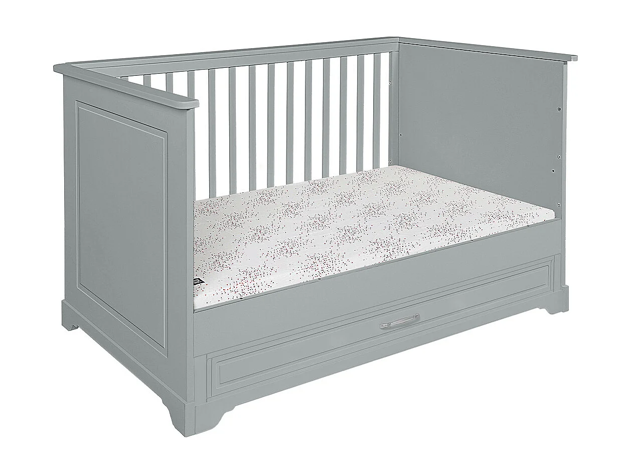 Chambre complète lit évolutif 70x140 commode à langer et armoire 2 portes Melody Gris
