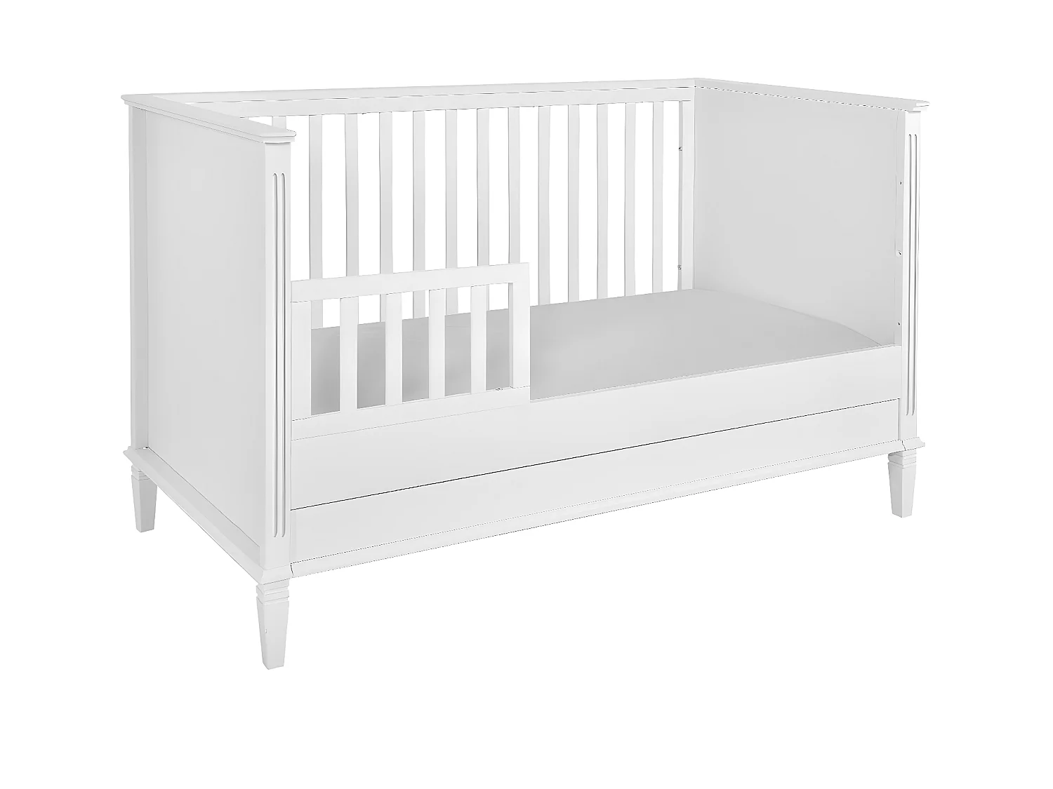 Chambre complète lit évolutif 70x140 commode à langer et armoire 2 portes Bianka Blanc