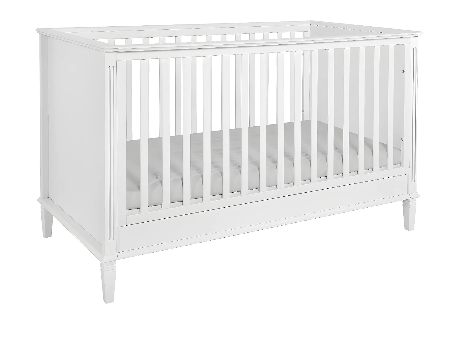 Chambre complète lit évolutif 70x140 commode à langer et armoire 2 portes Bianka Blanc