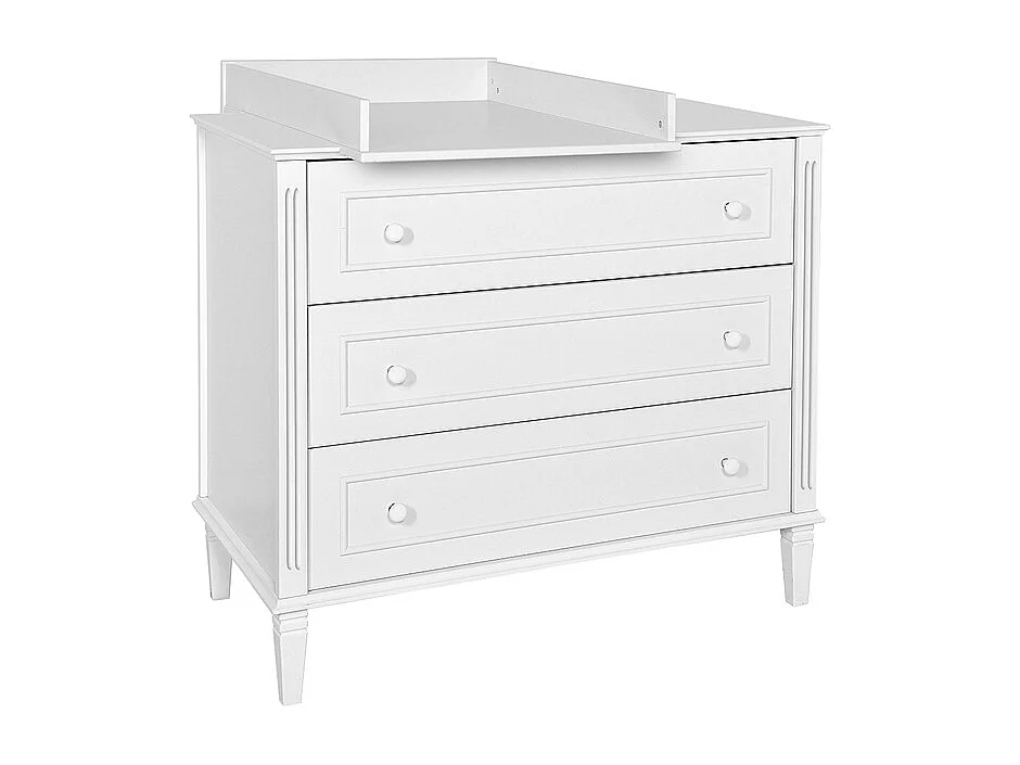 Chambre complète lit évolutif 70x140 commode à langer et armoire 2 portes Bianka Blanc