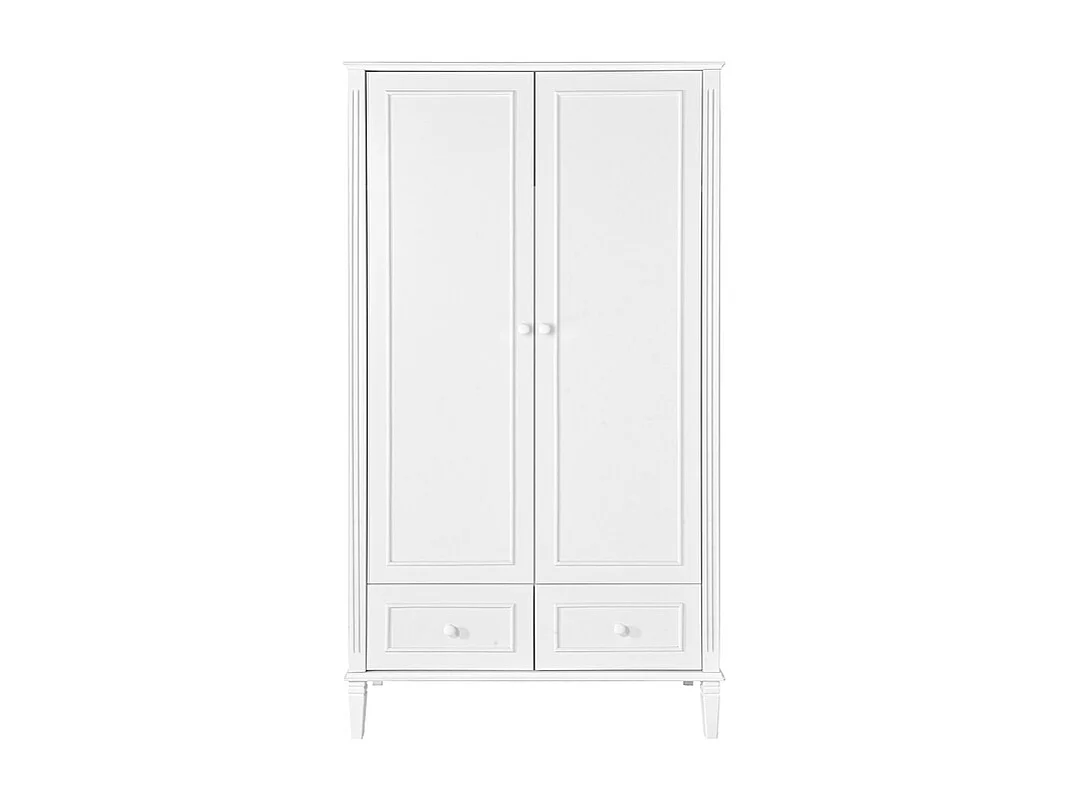 Chambre complète lit évolutif 70x140 commode à langer et armoire 2 portes Bianka Blanc