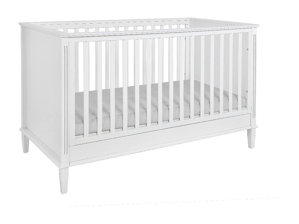 Chambre complète lit évolutif 70x140 commode à langer et armoire 2 portes Bianka Blanc