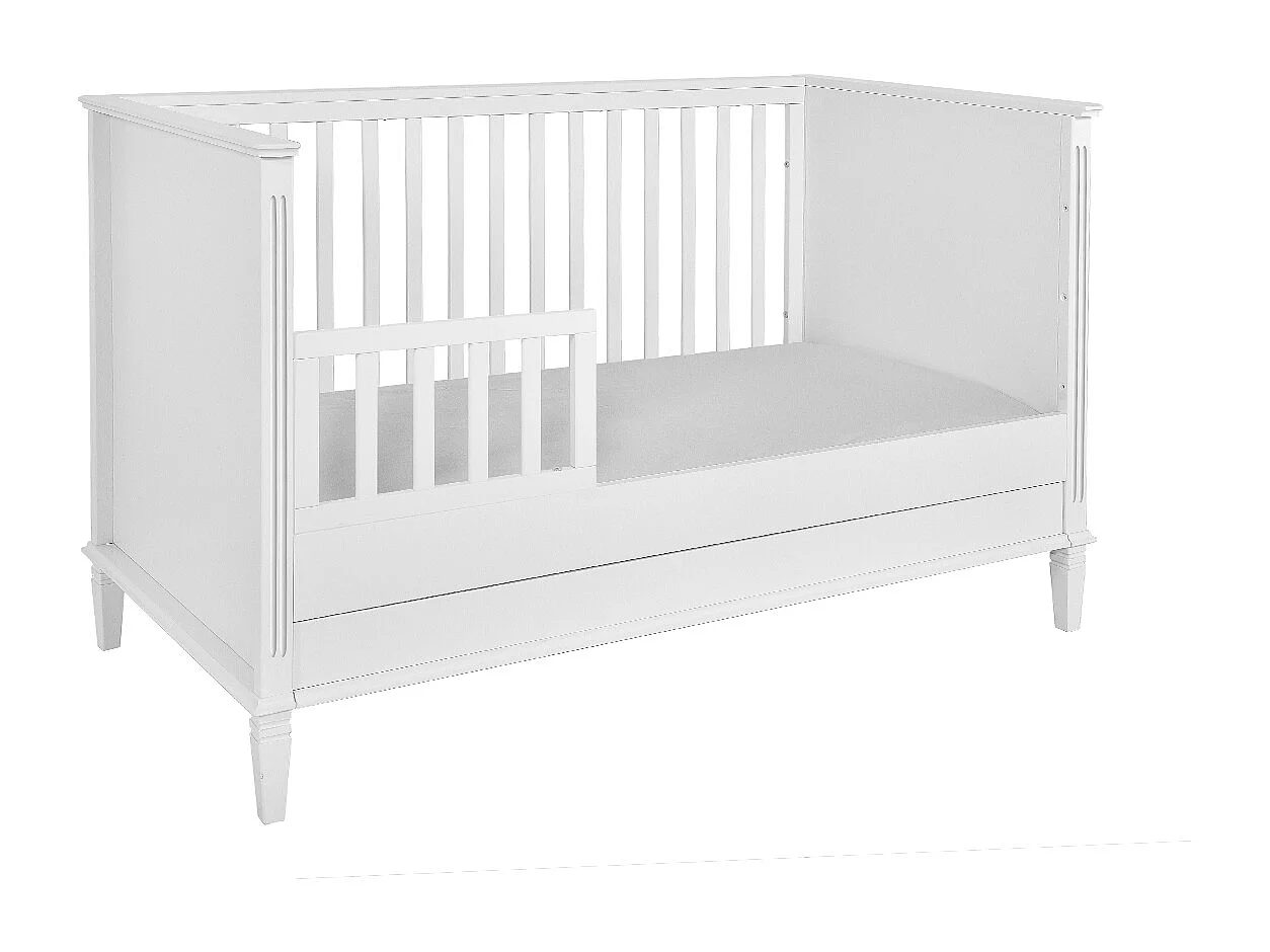 Chambre complète lit évolutif 70x140 commode à langer et armoire 2 portes Bianka Blanc