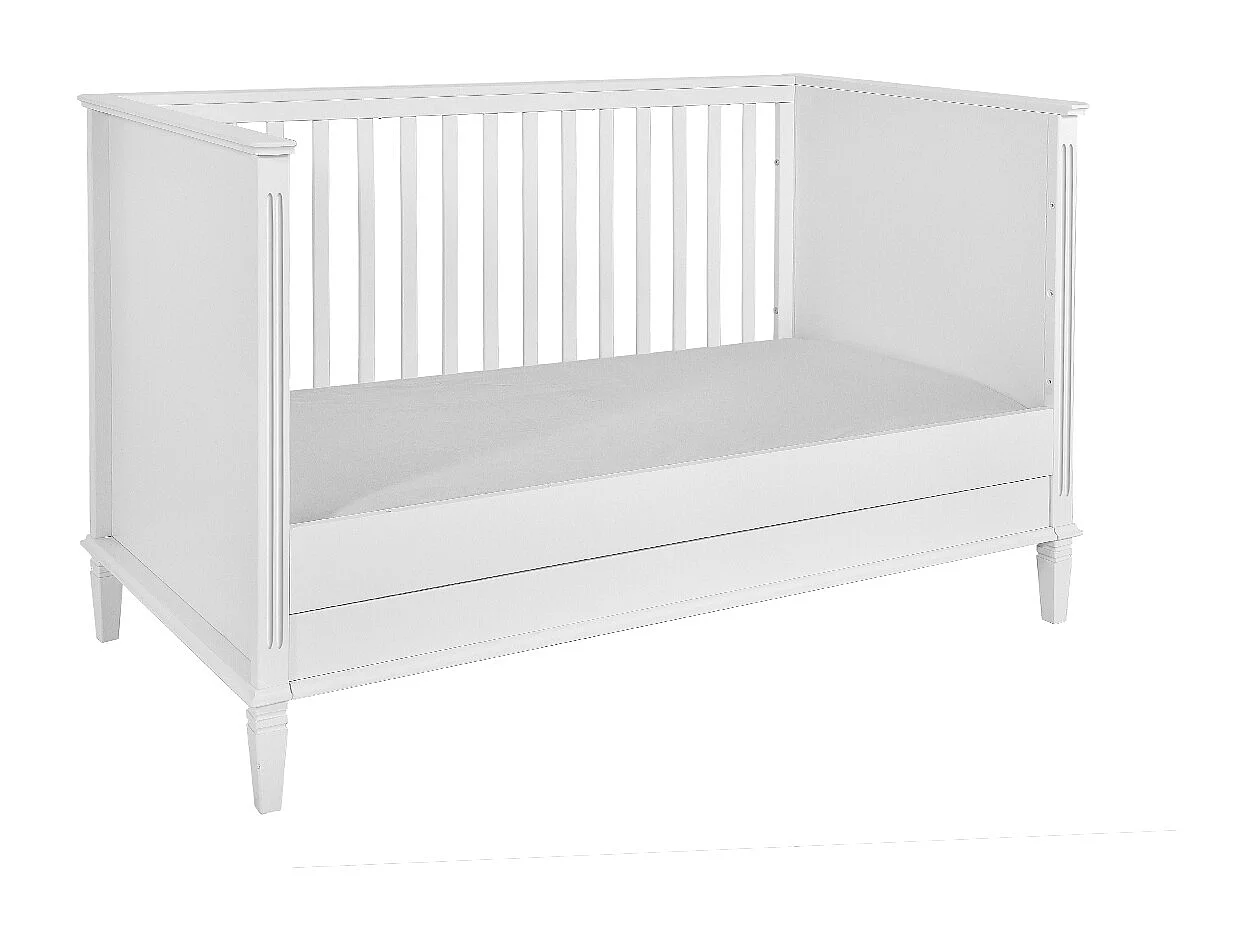 Chambre complète lit évolutif 70x140 commode à langer et armoire 2 portes Bianka Blanc