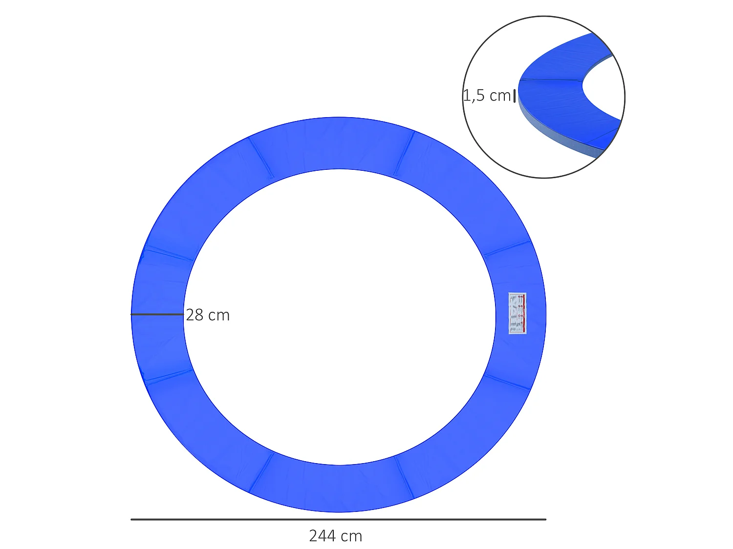 Cojín borde para cama elástica azul 244x244x1.5 cm HOMCOM